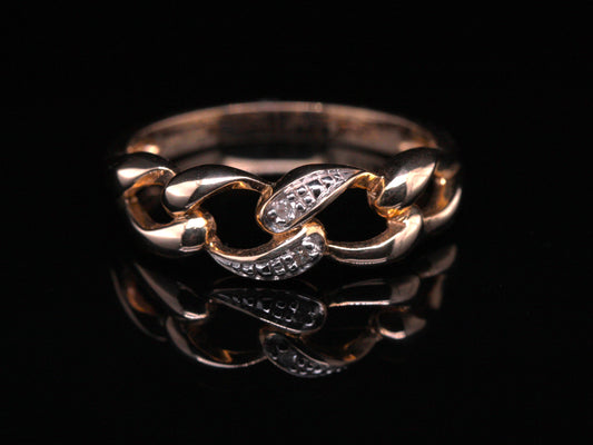 9ct Yellow Gold Natural Diamond Eternal Loop Ring 0.02ct Size J Ring R100