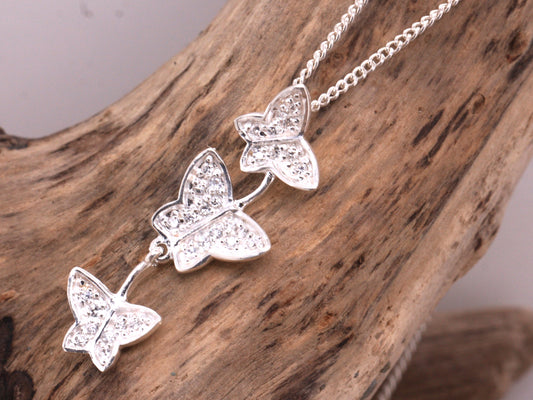 Sterling Silver Butterfly Love Sweetheart Pendant & Necklace
