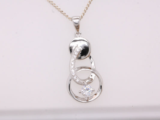 Sterling Silver Infinite Love Cubic Zirconia CZ Pendant & Necklace 925