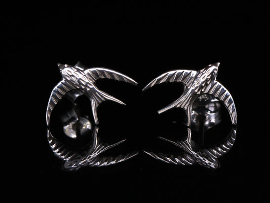 Sterling Silver Swallow Bird Stud Studs Earrings British Made Jewellery