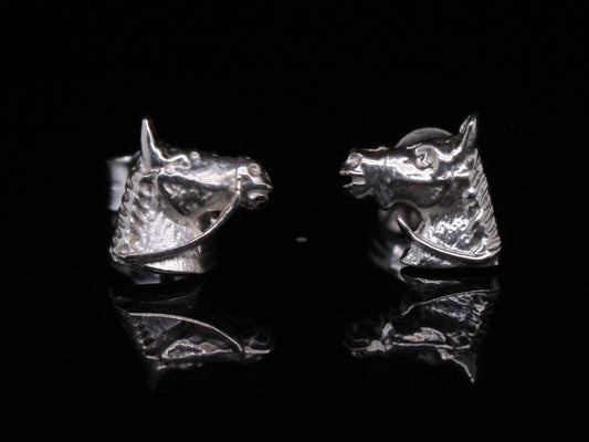 Sterling Silver Pony Horse Head Riding Bridle Stud Studs Earrings British Made Jewellery