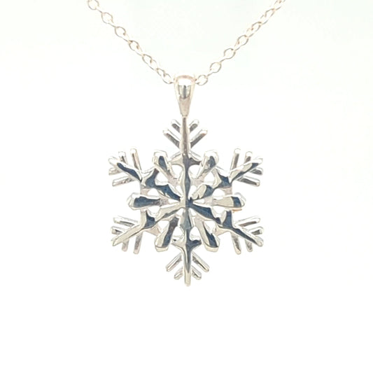 BJC® Sterling Silver 925 Snowflake Necklace Pendant Lovingly Handmade In Wales