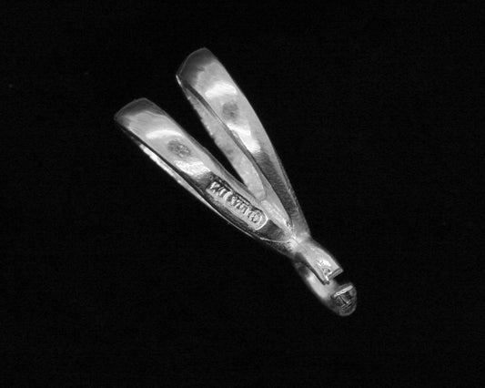 Solid 9ct White Gold Rabbit Ears Bail Bale With Open Ring Easy Fitting Pendants