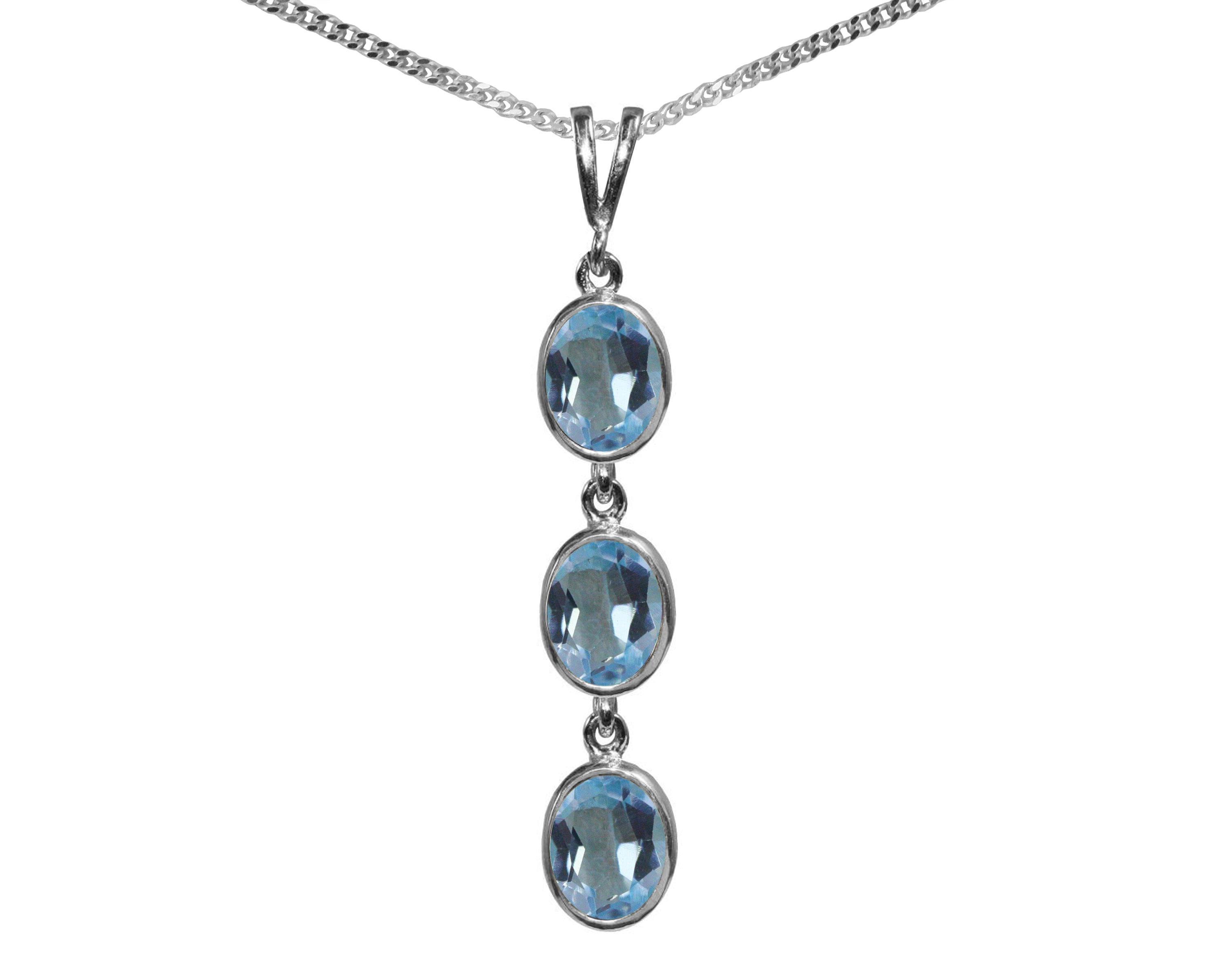 Fashion Stunning 925 Sterling Silver Blue Topaz Necklace