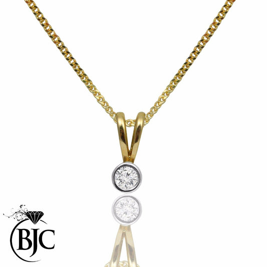 BJC® 9ct Yellow Gold Natural Diamond Brilliant Solitaire Pendant & Necklace P23