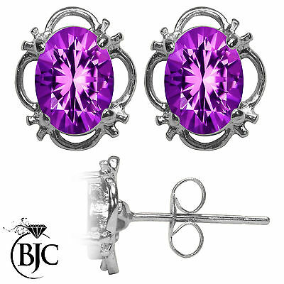 BJC® 9ct White Gold Natural Amethyst Single Stud Filigree Earrings Studs 1.50ct