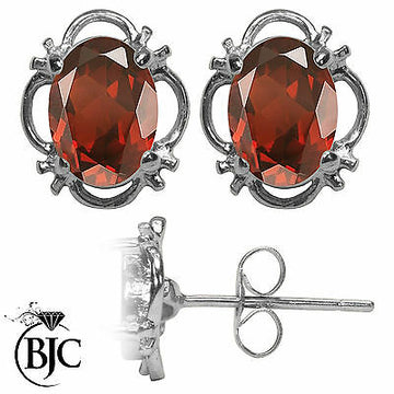 BJC® 925 Sterling Silver Natural Almandine Garnet Stud Earrings Studs 1.50ct