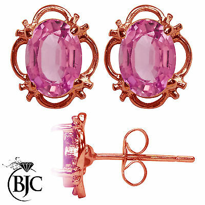 BJC® 9ct Rose Gold Natural Pink Topaz Single Stud Earrings Studs 1.50ct