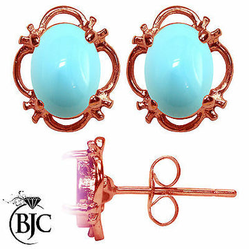 BJC® 9ct Rose Gold Natural Turquoise Single Stud Earrings Studs 1.50ct