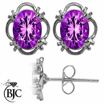 BJC® 925 Sterling Silver Natural Amethyst Single Stud Earrings Studs 1.50ct