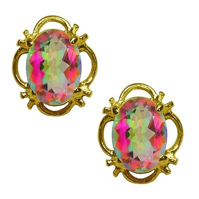 BJC® 9ct Yellow Gold Natural Mystic Topaz Single Stud Earrings Studs 1.50ct