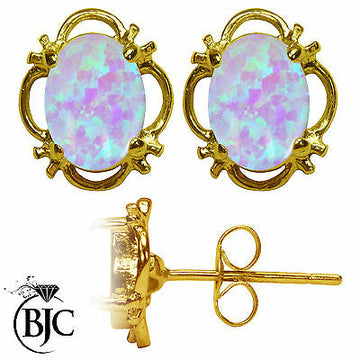 BJC® 9ct Yellow Gold Stunning Opal Single Stud Filigree Earrings Studs 1.50ct