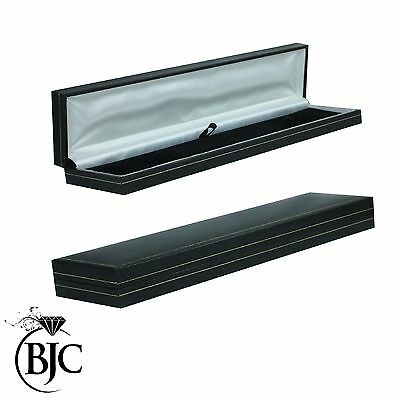 BJC® Black Leatherette & Velvet Bracelet / Watch Gift Presentation Box Gold Stripe New