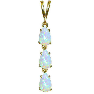 BJC® 9ct Yellow Gold Pear Cut 8mm x 5mm Natural Opal Triple Drop Pendant