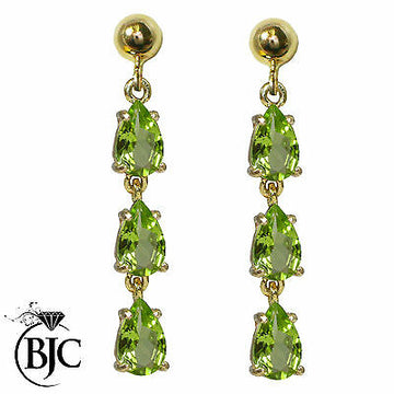 BJC® 9ct Yellow Gold Natural Peridot Triple Pear Drop Stud Earrings Studs ER66