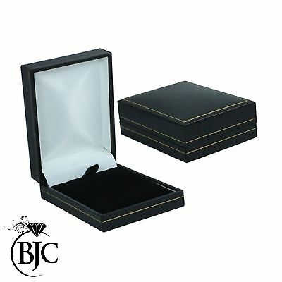 BJC® Black Leatherette & Velvet Necklace / Pendant Gift Presentation Box Gold Stripe New