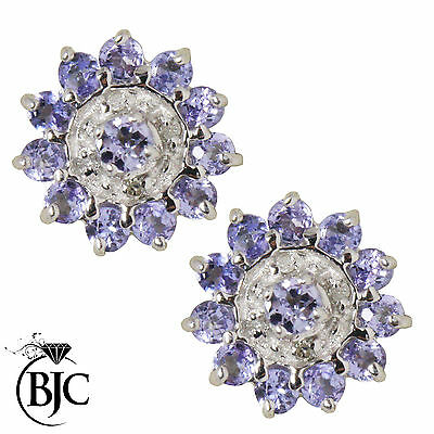 BJC® 9ct White Gold Natural Tanzanite & Diamond Cluster Stud Earrings Studs ER54