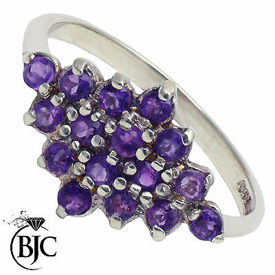 BJC® 9ct White Gold Amethyst Diamond Shape Cluster Engagement Ring R262