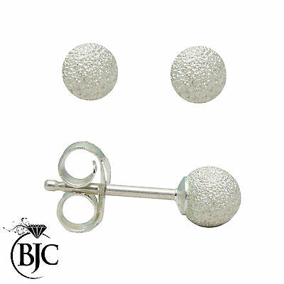 BJC® Sterling Silver Disco Ball Snow Frosted Ball Stud Earrings 4mm