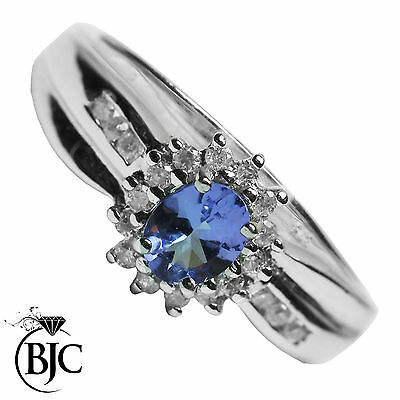 BJC® 9ct White Gold Tanzanite & Diamond Cluster Size L Engagement Ring R30