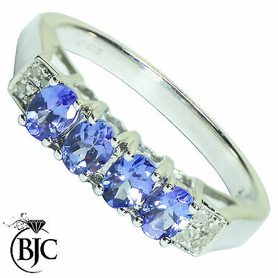 BJC® 9ct White Gold Tanzanite & Diamond Eternity Size L Engagement Ring R93