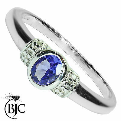 BJC® 9ct White Gold Tanzanite & Diamond Solitaire Size P Engagement Ring R64