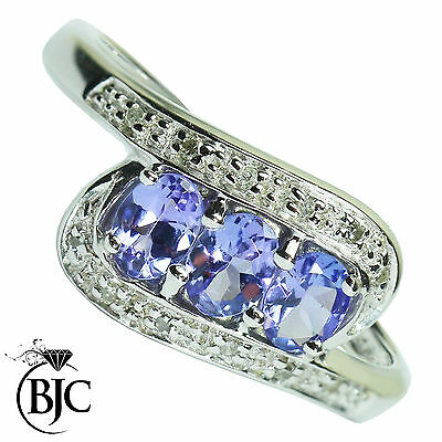 BJC® 9ct White Gold Tanzanite & Diamond Cluster Size L Twist Ring R32