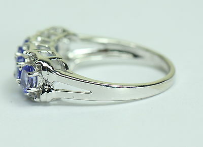 BJC® 9ct White Gold Tanzanite & Diamond Cluster Size K 1/2 Dress Ring R28