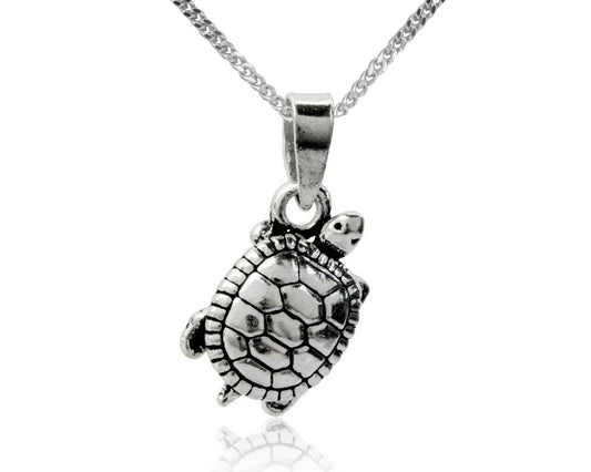 BJC® Sterling Silver Small Sea Turtle Design Pendant & Optional Silver Necklace