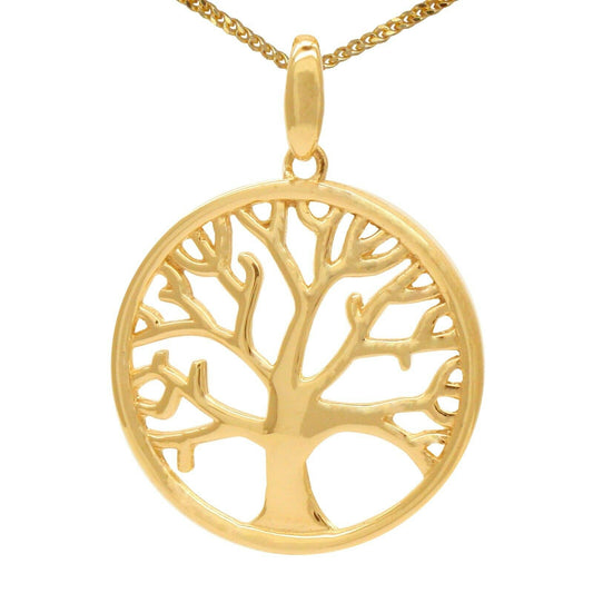Beautiful 9ct Yellow Gold Hallmarked Tree of Life Pendant & Necklace - British Made