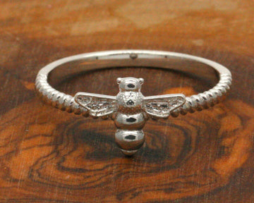 BJC® Solid Sterling Silver Unique Honey Bee Nature Ring Rings In Size J - S 925