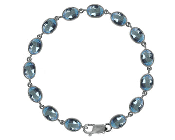 BJC® 925 Sterling Silver Natural Blue Topaz 21.00ct Gemstone Tennis Bracelet