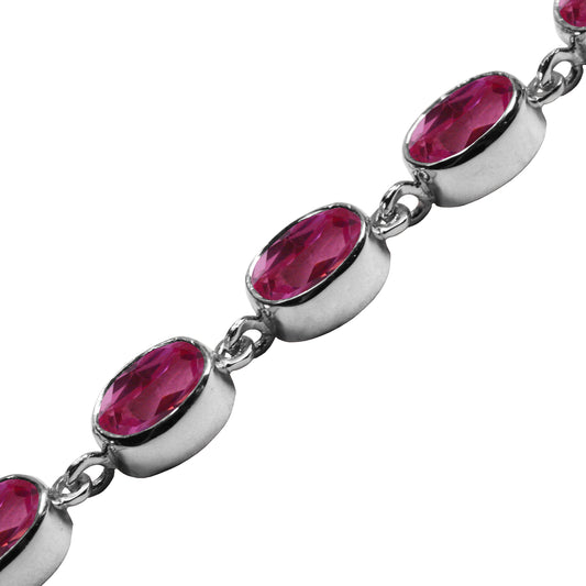 BJC® 925 Sterling Silver Natural Pink Topaz 21.00ct Gemstone Tennis Bracelet
