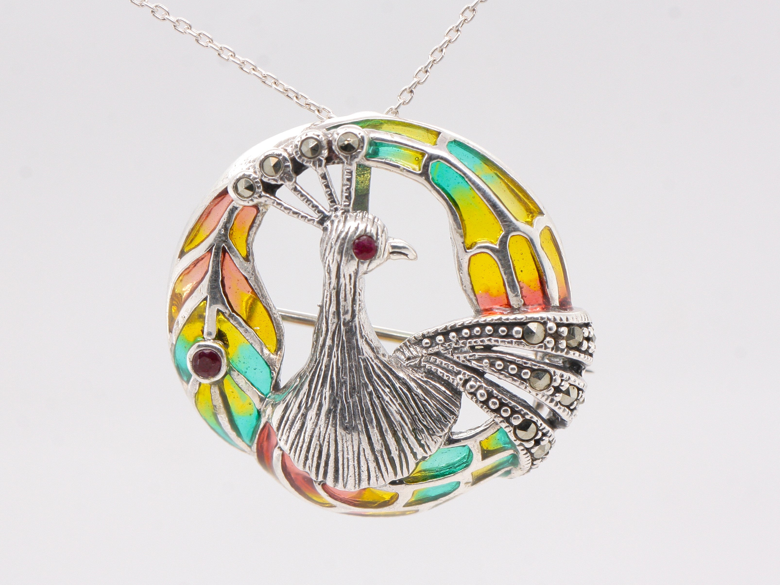 Silver hot sale peacock necklace