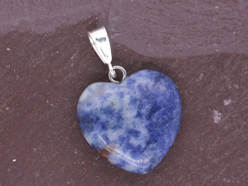Sterling Silver Natural Blue Sodalite 16mm Love Heart Pendant & Necklace