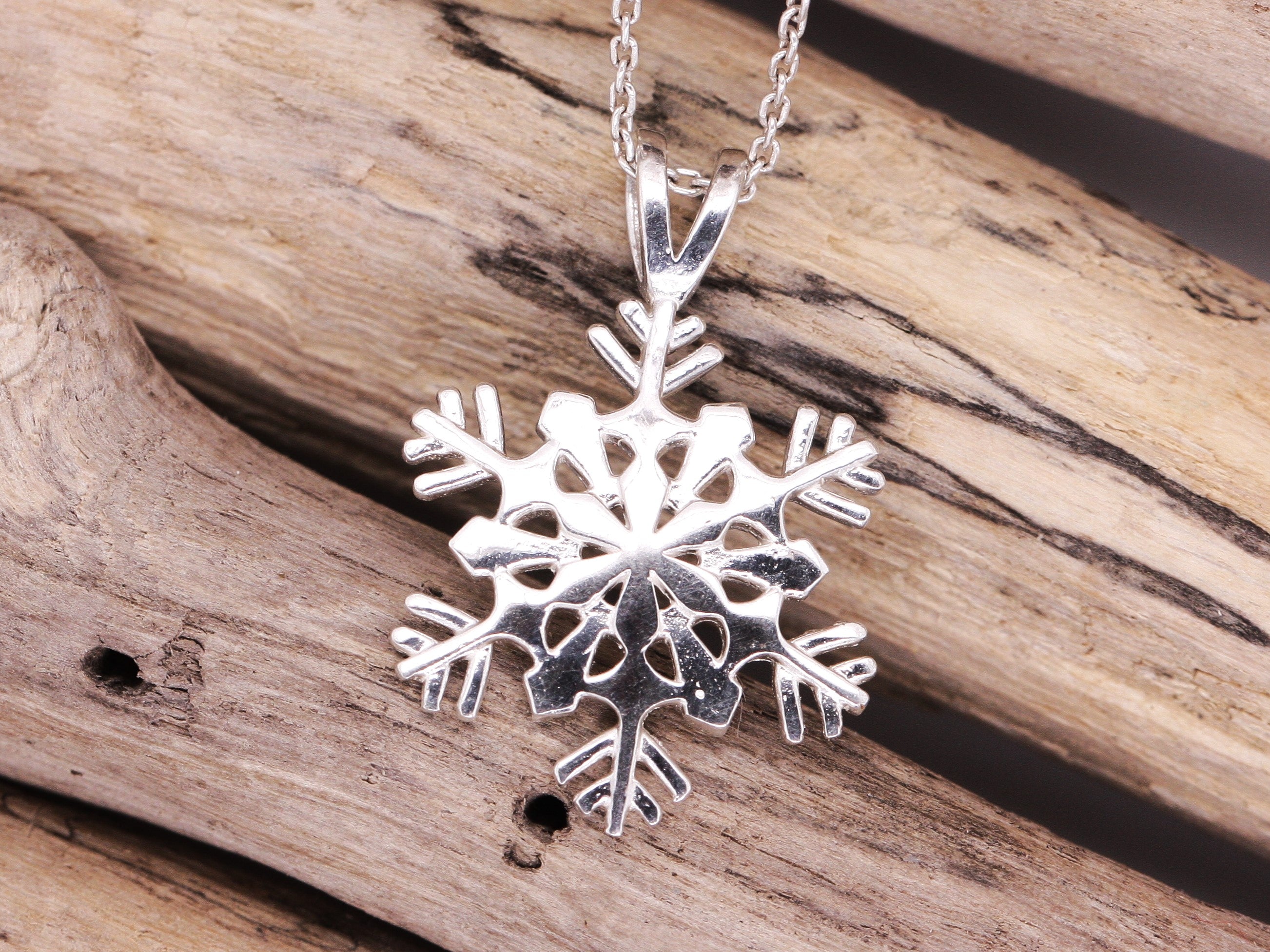Silver Cz Snowflake Pendant in White | Angus & Coote