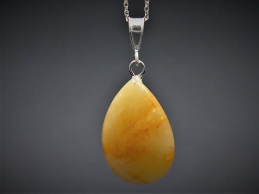 BJC® Sterling Silver Natural Orange Crystal Teardrop Pear Drop Pendant & Necklace