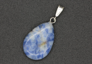 BJC® Sterling Silver Natural Blue Sodalite Teardrop Pear Drop Pendant & Necklace