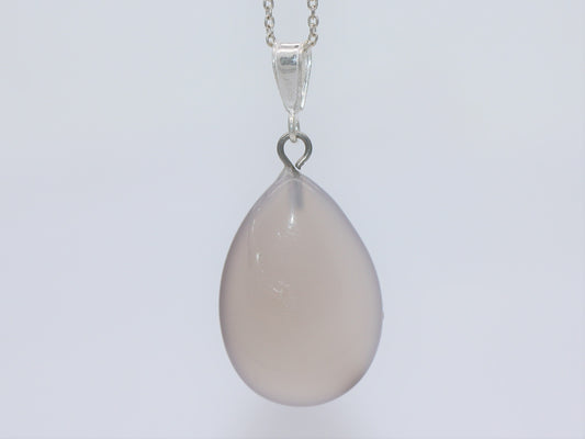 BJC® Sterling Silver Natural Grey Agate Teardrop Pear Drop Pendant & Necklace