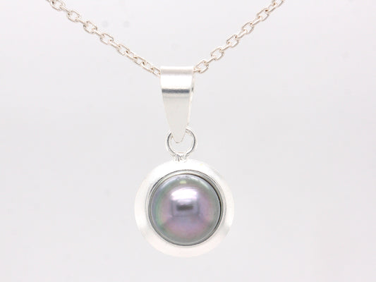 Sterling Silver Black Freshwater Pearl Pendant & Optional Silver Necklace