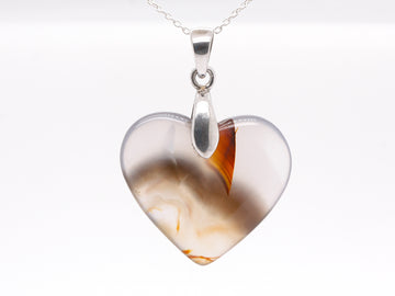 Sterling Silver Agate Love Heart Pendant & Sterling Silver Necklace