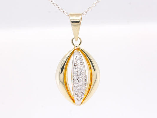 Solid Sterling Silver Designer Cubic Zirconia Pendant Finished 18ct Yellow Gold
