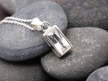 Sterling Silver Cubic Zirconia Emerald Cut Elegance Pendant with Optional Silver Necklace