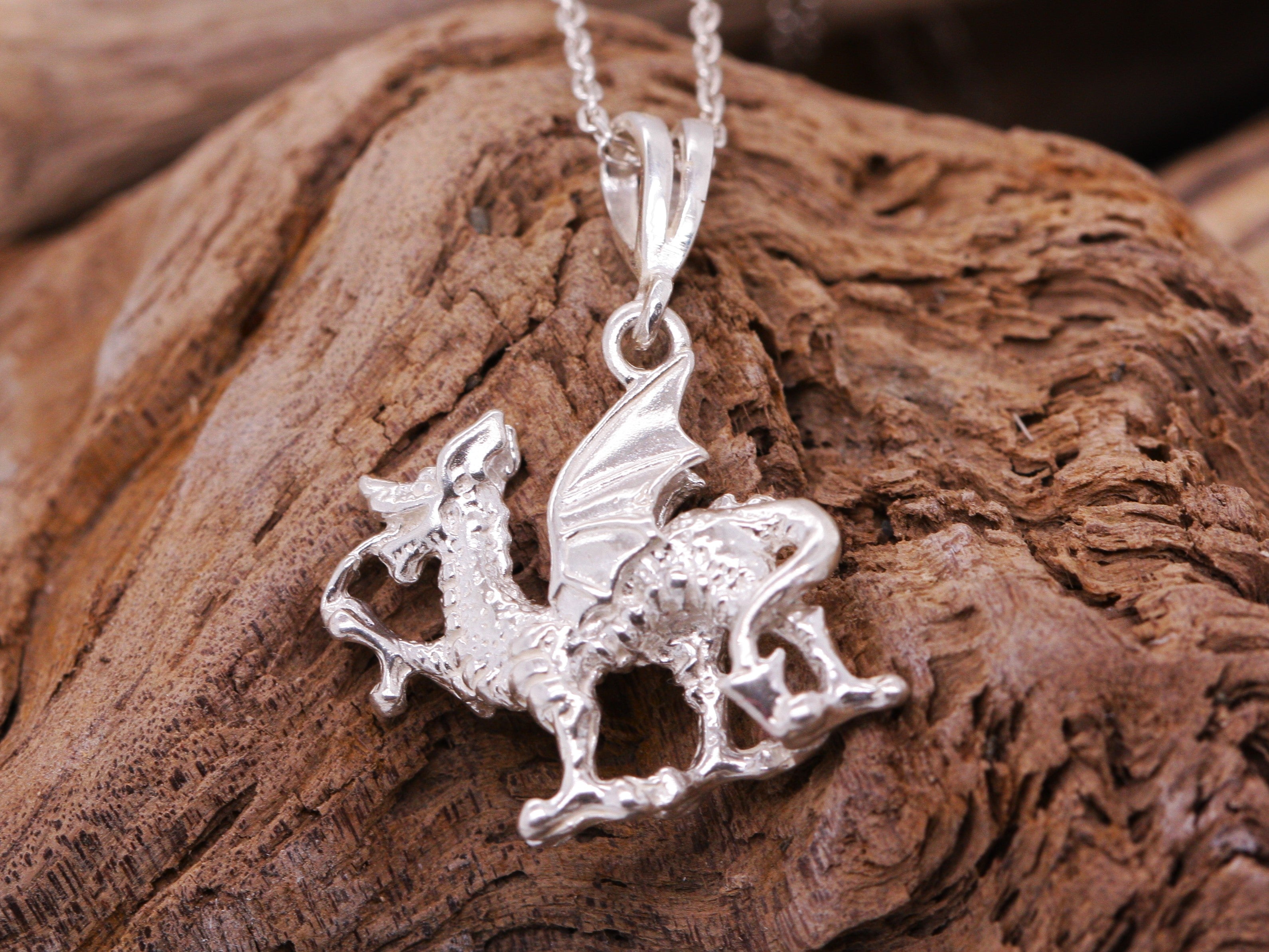 Sterling Silver 925 Welsh Dragon Cymru Wales Made Pendant & Optional N