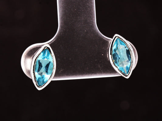 BJC® Sterling Silver 925 Blue Topaz Marquise Stud Earrings 2.00ct Studs