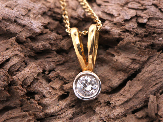 BJC® 9ct Yellow Gold Natural Diamond Brilliant Solitaire Pendant & Necklace P23