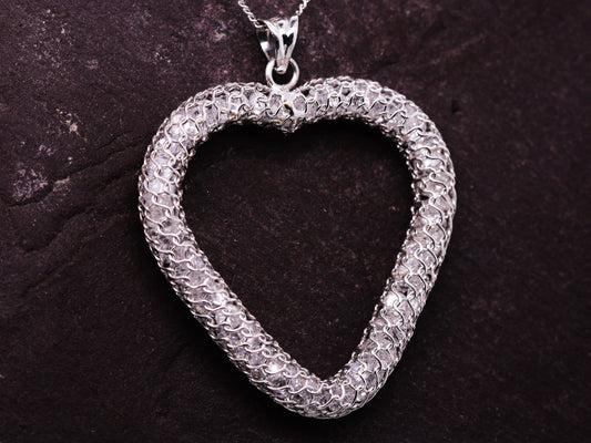 BJC® 9ct White Gold Cubic Zirconia Filled Large Heart Pendant & Necklace P45