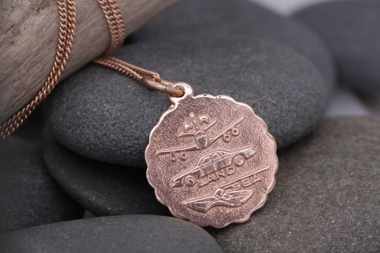 BJC® 9ct Rose Gold St Saint Christopher Pendant / Medallion Travel Necklace
