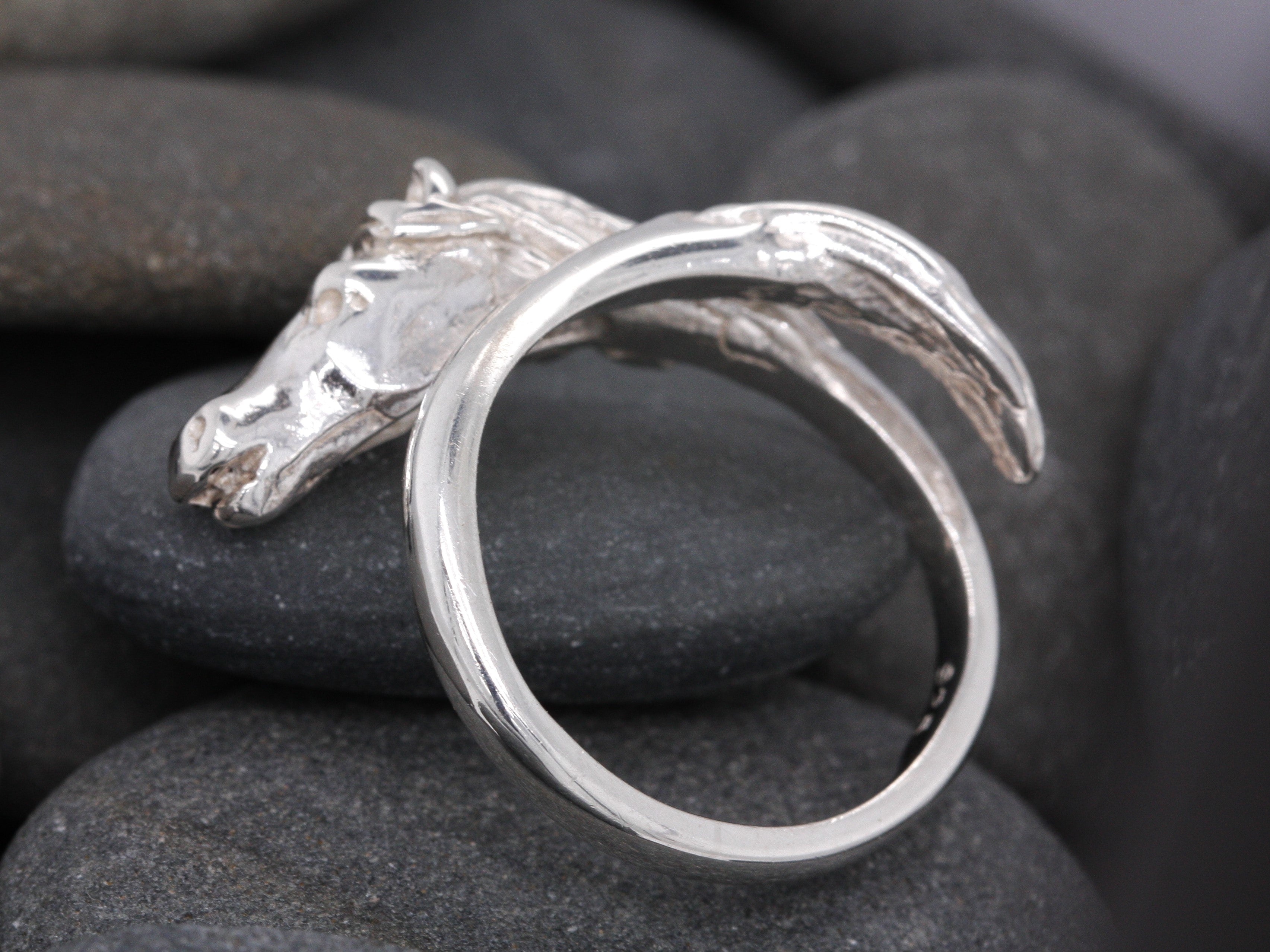 Sterling silver horse 2025 head ring