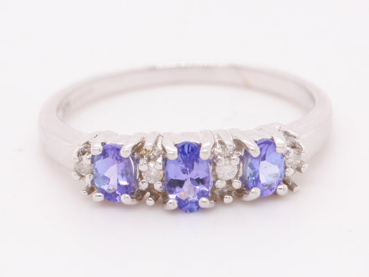 BJC® 9ct White Gold Tanzanite & Diamond Eternity Size N Engagement Ring R34